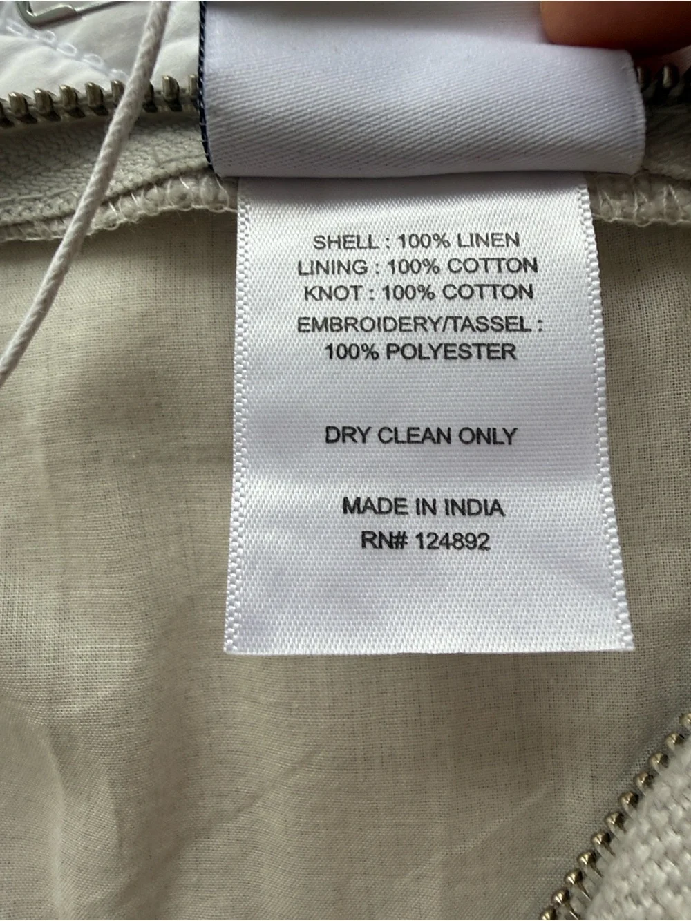 Serena & Lily Cream Lumbar Pillow Case Gray Floral Embroidery Tassels Size 12x21